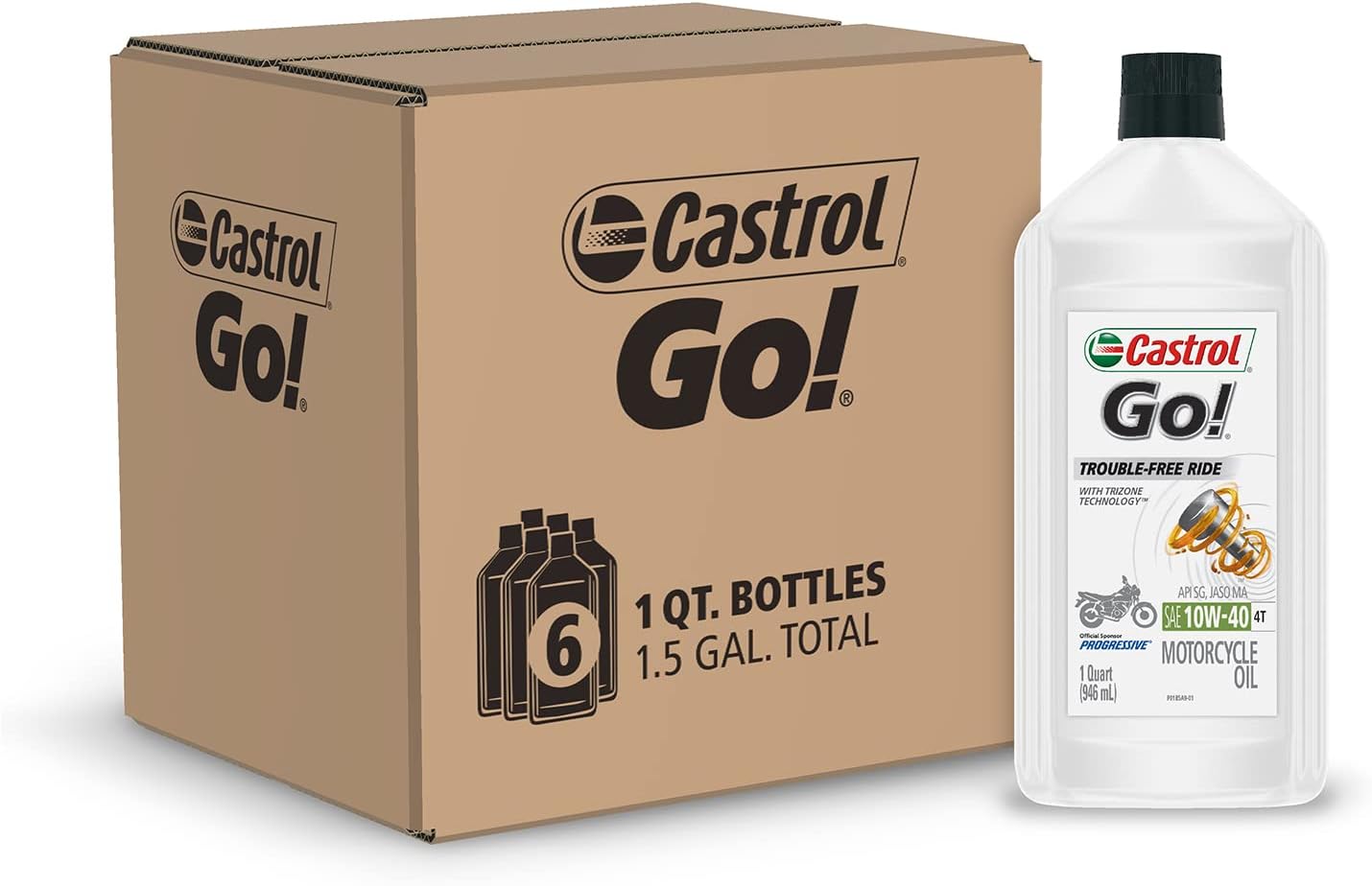 Castrol Go! 10W-40 4T Motorcycle Oil, 1 Liter, Pack of 6