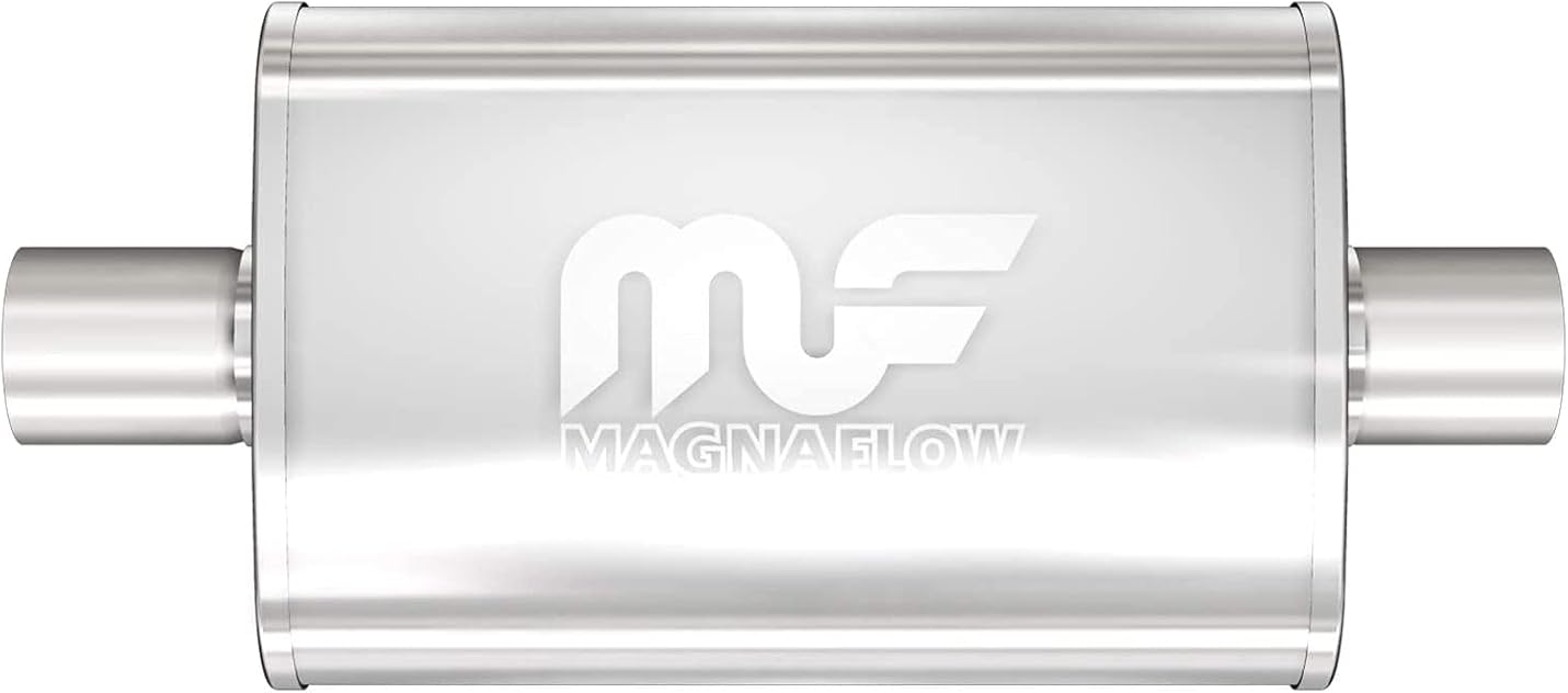 MagnaFlow Performance Exhaust Muffler 11219: 3"/3" Inlet/Outlet, 4x9x14" Oval, Stainless Steel, Satin Finish 3 in. Inlet/Outlet