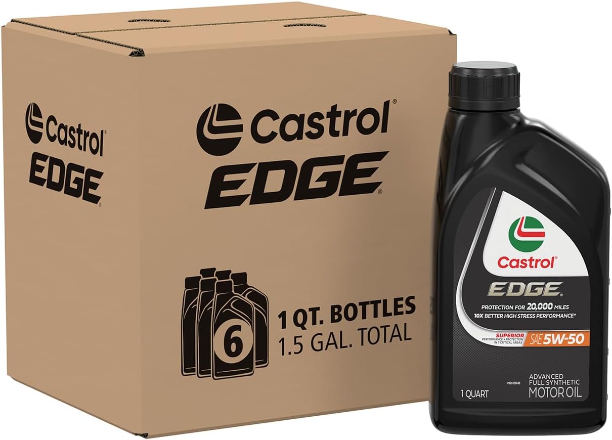 Castrol EDGE 5W-50 Advanced Full Synthetic Motor Oil, 1 Quart, Pack of 6