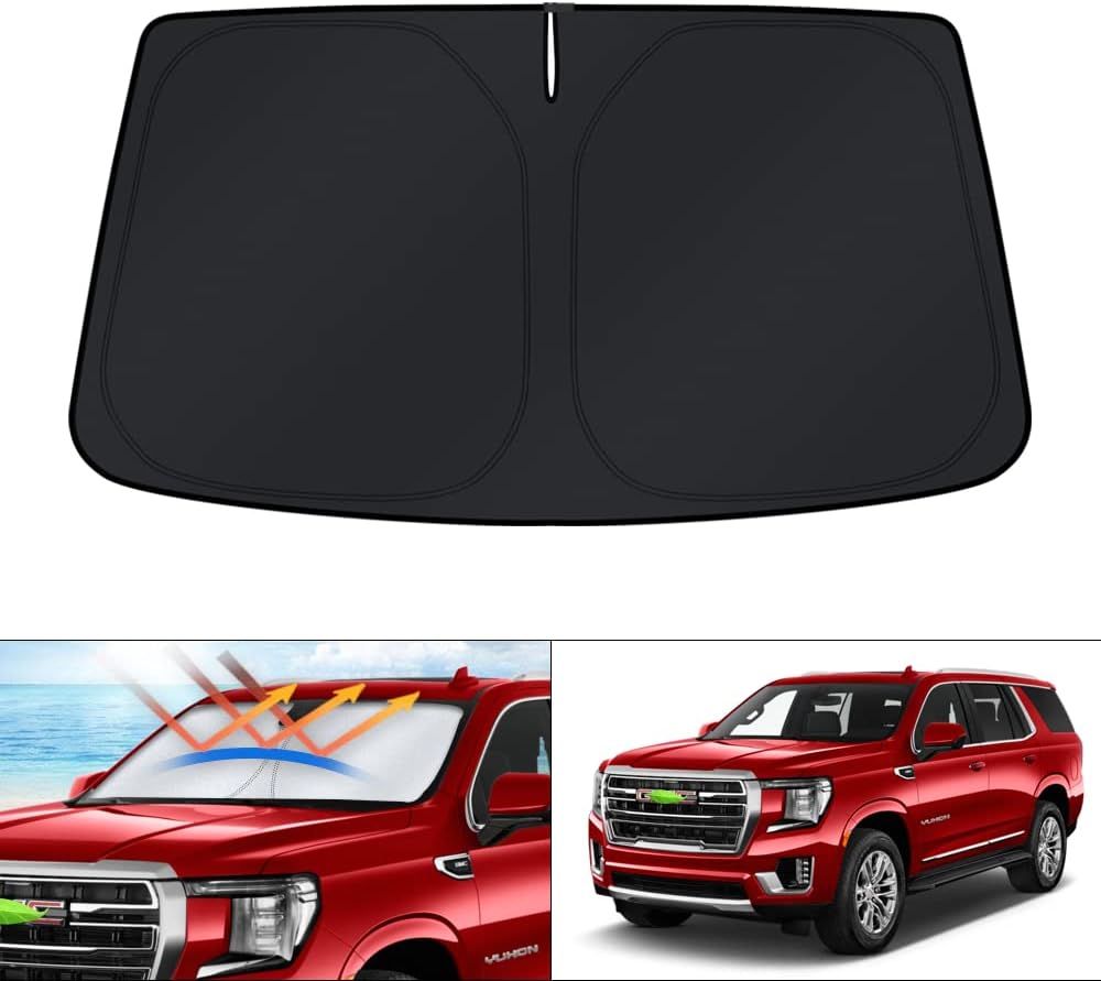 KUST Windshield Sun Shade fit for 2021-2025 Chevrolet Suburban/Chevy Suburban/GMC Yukon XL Accessories, Sun Visor Protector Foldable Blocks UV Rays Keep The Car Cooler FOR | GMC Yukon 2021-2025