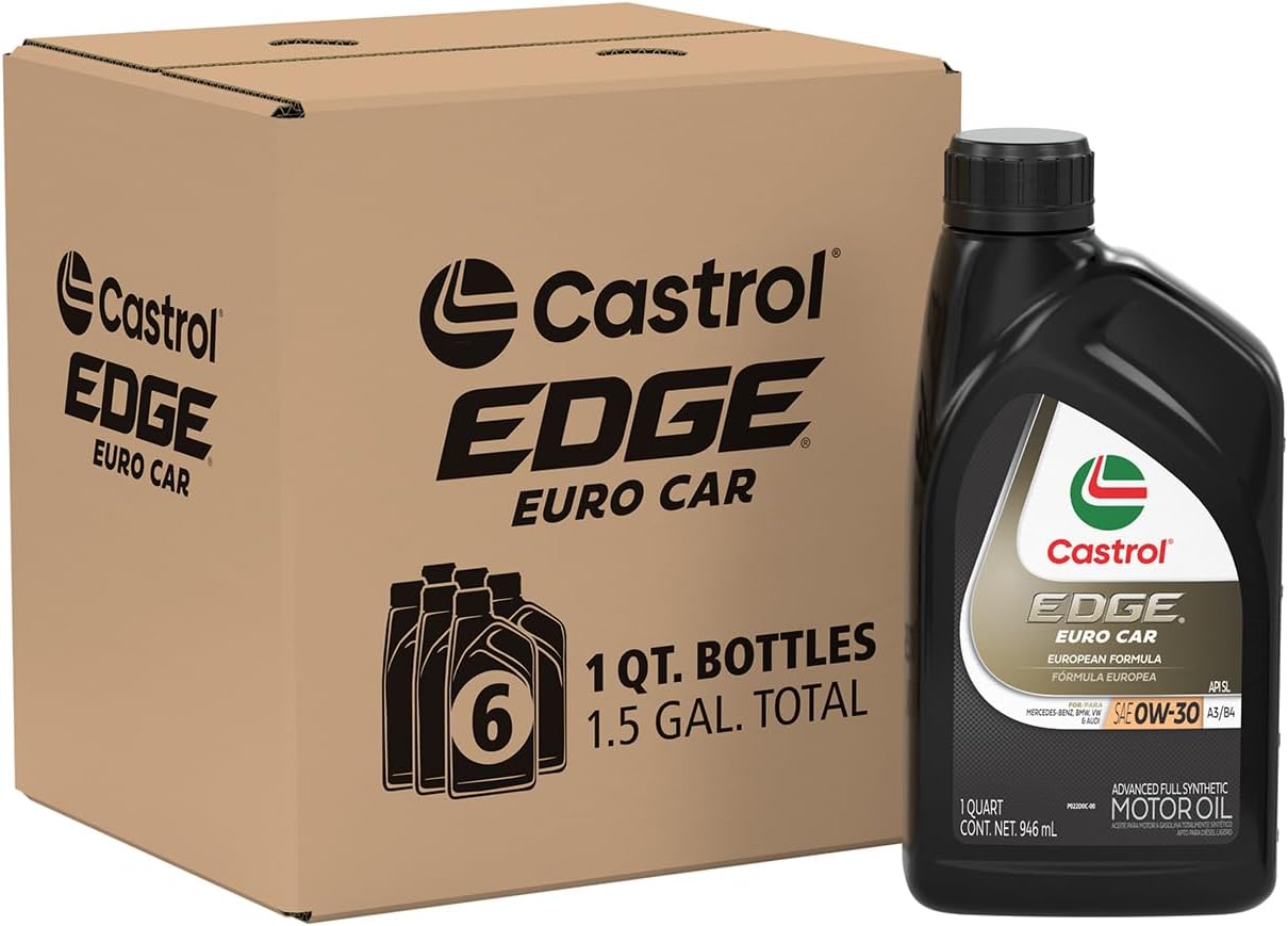 Castrol EDGE Euro 0W-30 A3/B4 Advanced Full Synthetic Motor Oil, 1 Quart, Pack of 6 1 Quart Pack of 6