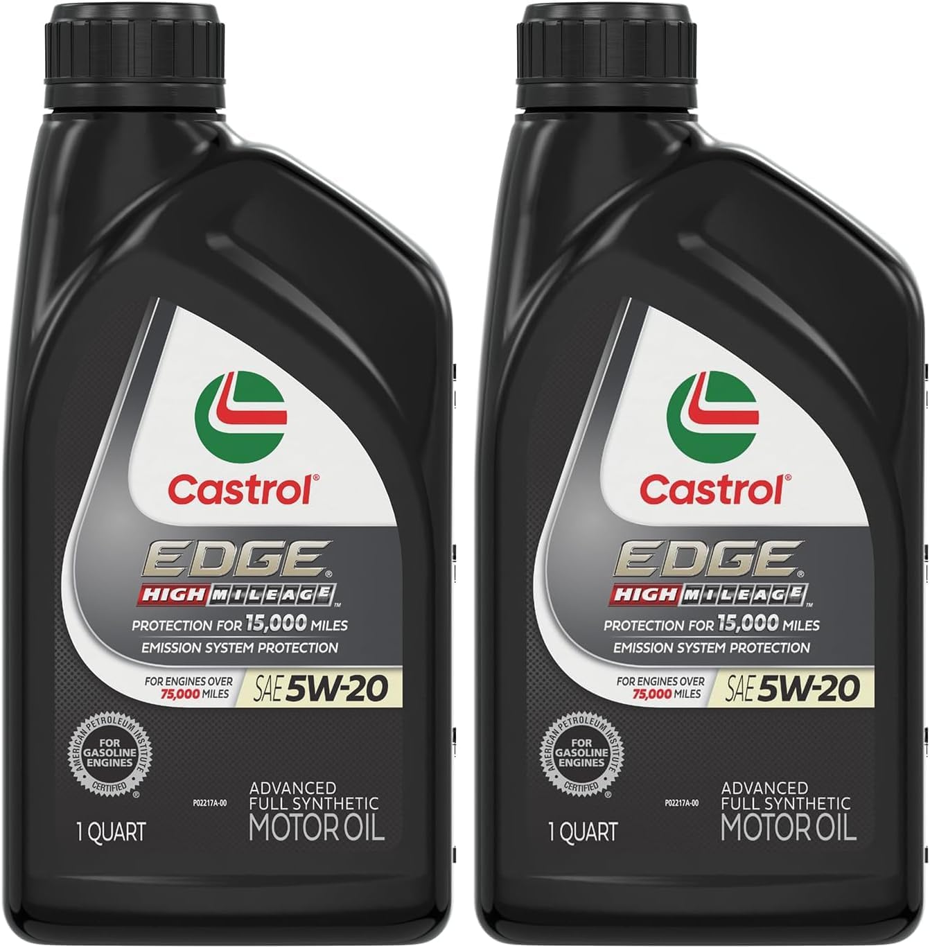 Castrol Edge High Mileage 5W-20 Advanced Full Synthetic Motor Oil, 1 Quart, Pack of 2