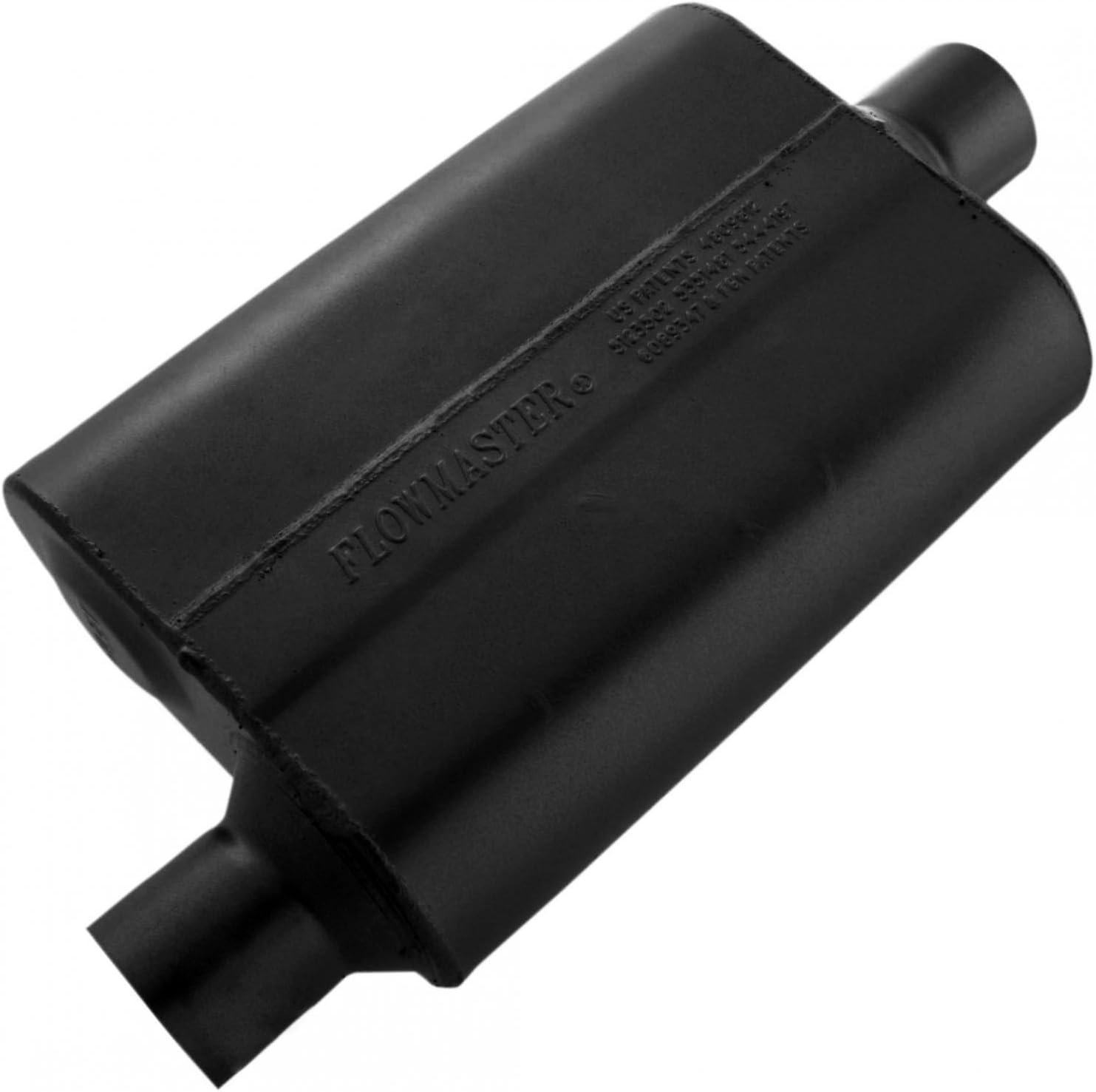 Flowmaster 40 Series Original Chambered Muffler – 2.50” Offset In / 2.50” Center Out – Aggressive Sound – 16-Gauge Aluminized Steel – For Muscle Cars, Street Rods, Trucks, SUVs & Strip Builds (42541) Offset In / Center Out
