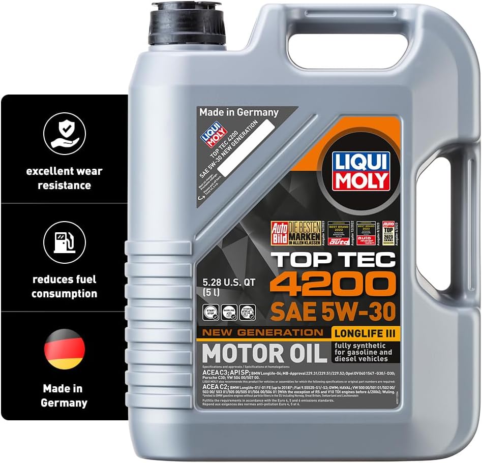 LIQUI MOLY Top Tec 4200 SAE 5W-30 New Generation | 5 L | Fully synthetic engine oil | SKU: 2011 5 Liter 1 Pack