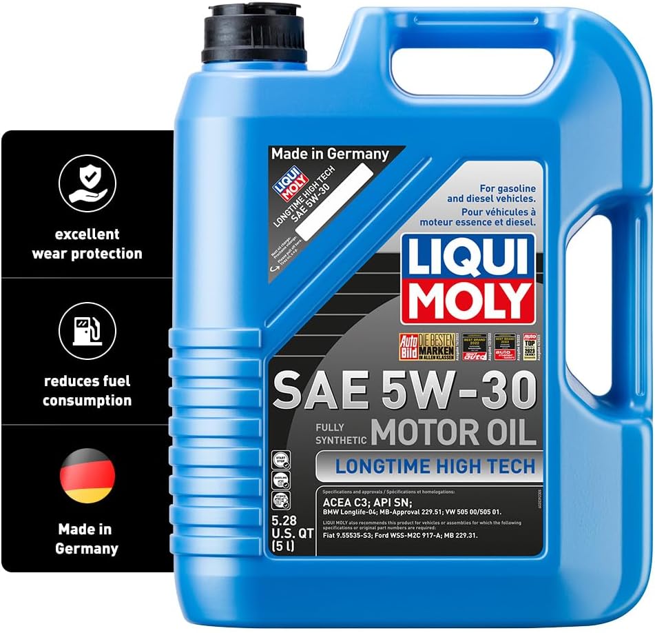 زيت محرك LIQUI MOLY Longtime High Tech SAE 5W-30 | ٥ لترات | زيت محرك اصطناعي بالكامل | رمز المنتج: ٢٠٣٩، ٥ لترات