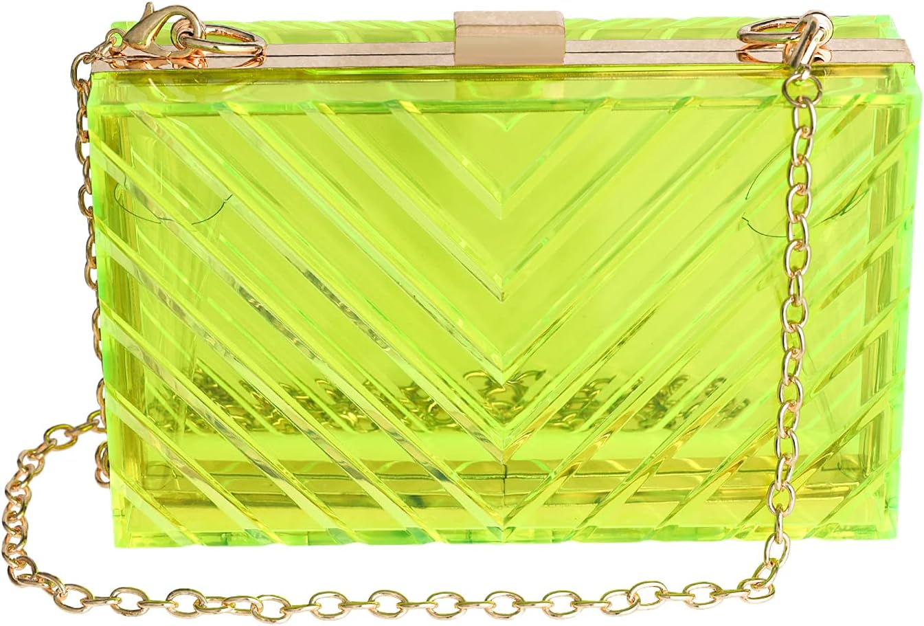 WJCD Clear Purses For Women Acrylic Clear Clutch Bag Stadium Approved Green