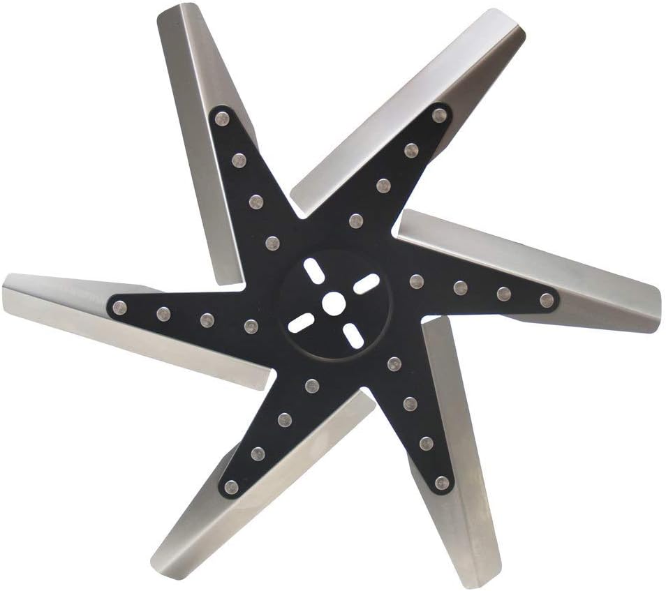 Derale Mechanical Cooling Fan, Flex, 18 in Fan, 6 Blade, 5/8 in Pilot, Universal Bolt Pattern, Steel Hub/Stainless Blades, Black/Natural, Each