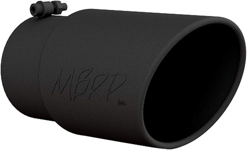 MBRP T5075BLK Black Coated Exhaust Tip (6" O.D., Angled Rolled End, 5" Inlet, 12" Length)