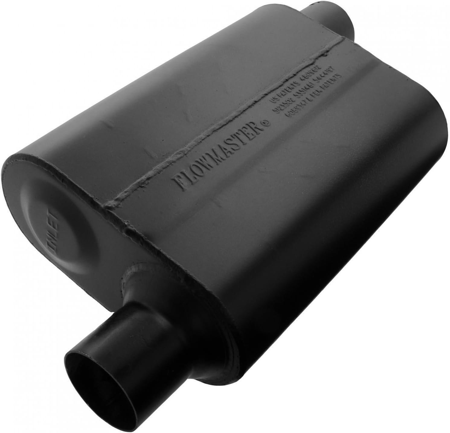 Flowmaster Super 44 Series Chambered Muffler – 2.50” - Offset In/Offset Out – Aggressive Sound – 16 Gauge Aluminized Steel – For Classic & Late Muscle Cars, Street Rods, Trucks, SUVs (942548) Offset In / Offset Out