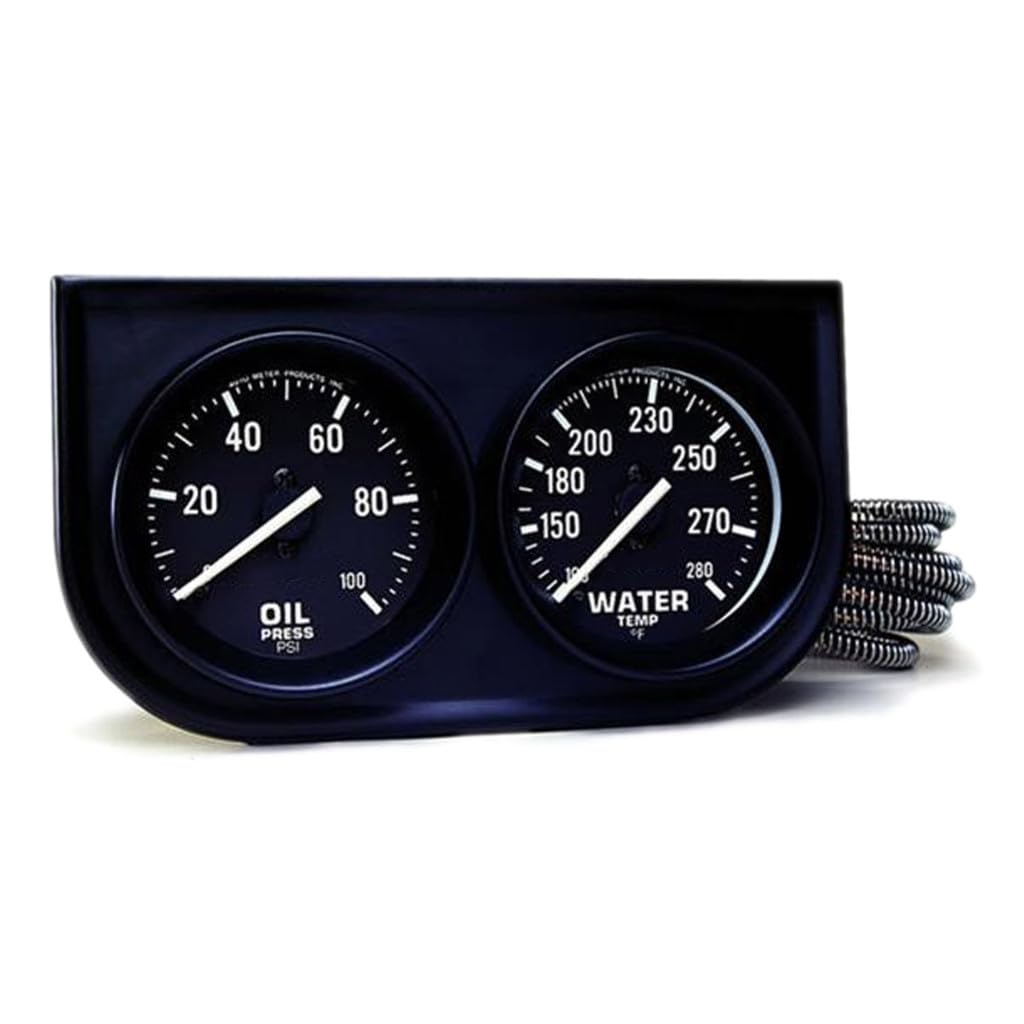 وحدة تحكم AutoMeter ثنائية القياس، ضغط الزيت 0-100 رطل/بوصة مربعة/درجة حرارة الماء 130-280 درجة فهرنهايت - أسود