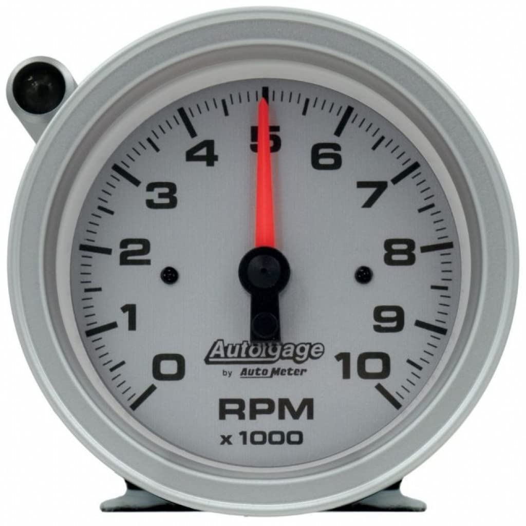 AutoMeter Gauge Tachometer 10K RPM 3 3/4in Shift-Light - Silver Dial/Black Case