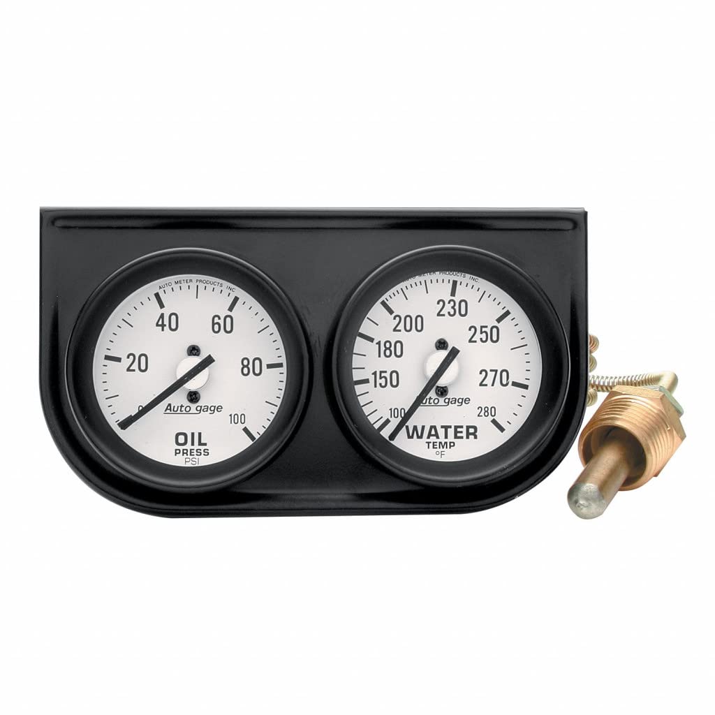 وحدة تحكم AutoMeter ثنائية القياس، ضغط الزيت 0-100 رطل/بوصة مربعة، درجة حرارة الماء 100-280 درجة فهرنهايت - أسود