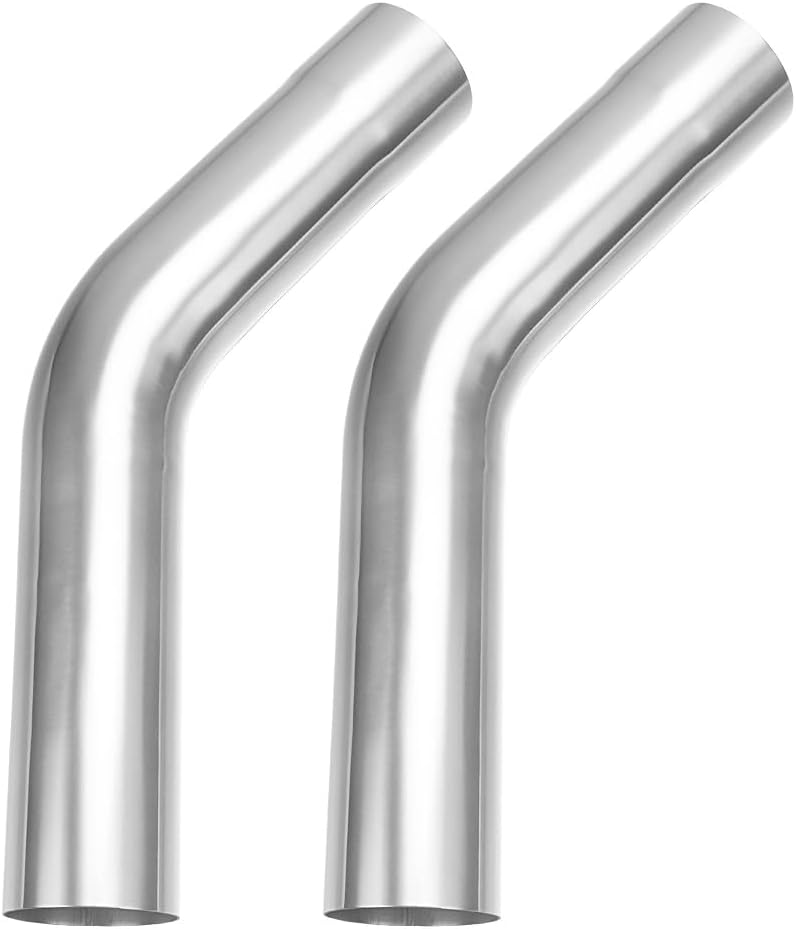 A-KARCK Exhaust 45 Degree Tube 2.5" OD 2 Pack, Stainless Steel Exhaust Pipe Mandrel Bend, Custom Your Own Exhaust System 2.5'' OD 45 Degree 2Pcs