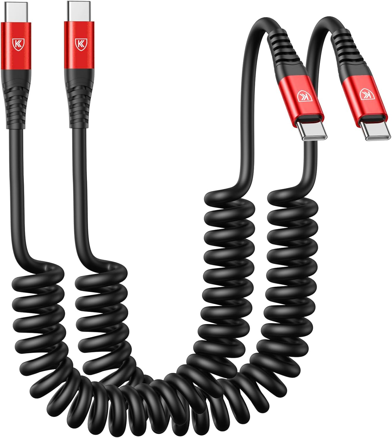 USB C Cable 3ft 2Pack USB C to USB C Charger Cable for Car, Coiled Type C Fast Charging Cable for iPhone 17/16/15/Plus/Pro/Pro Max/MacBook Pro 2020/iPad Pro 2020/iPad Air 4/Samsung Galaxy S23-Red 3FT Red