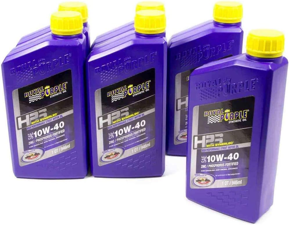 Royal Purple (36140-6PK HPS 10W-40 Synthetic Motor Oil with Synerlec Additive Technology - 1 Quart, (Case of 6) 10W-40 1 Quart, Case of 6