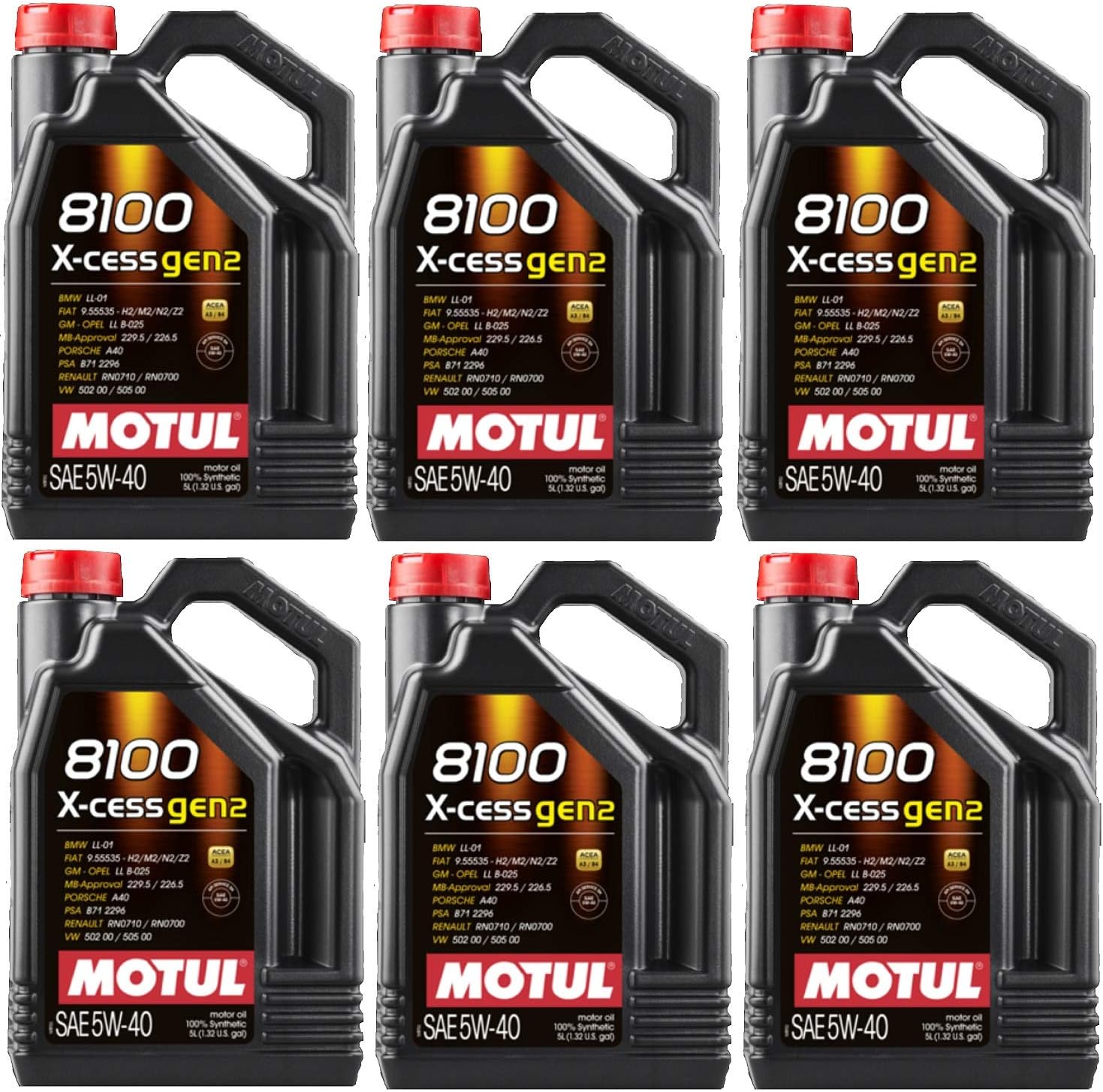109776 Set of 6 8100 X-Cess Gen2 5W-40 Motor Oil 5-Liter Bottles