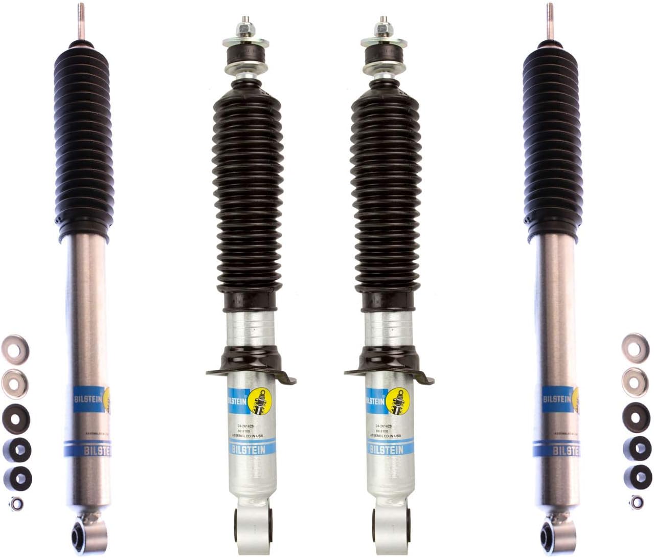 ممتصات صدمات أمامية وخلفية من سلسلة Bilstein 24-100144 24-261425 5100 مناسبة لسيارة تندرا 4WD موديلات 2000 و2006 مع رفع من 0 إلى 1 بوصة - تصميم أحادي الأنبوب
