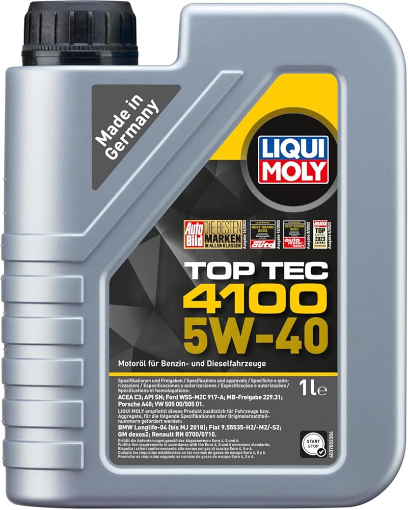 Liqui Moly Top Tec 4100 SAE 5W-40 | 1 L | Synthesis Technology Motor Oil | SKU: 3700 1 Liter