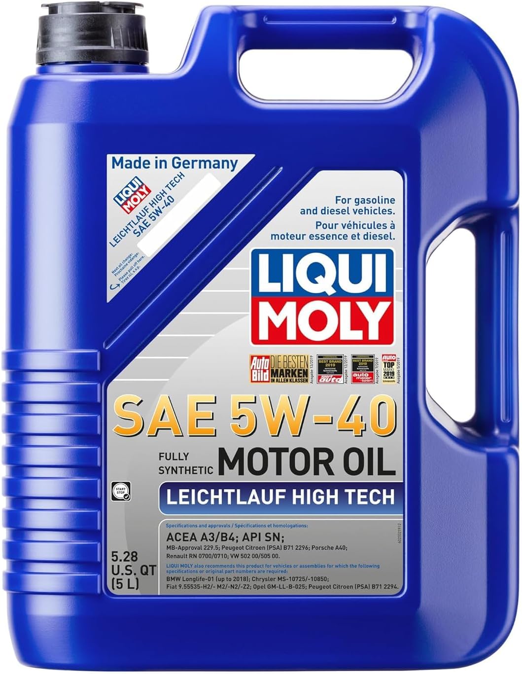 Liqui Moly Leichtlauf High Tech SAE 5W-40 | 5 L | Synthesis Technology Motor Oil | SKU: 2332 5 Liter Engine Oil