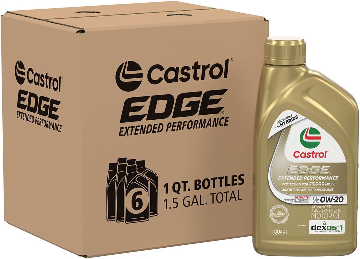 Castrol Edge Extended Performance 0W-20 Motor Oil 1 Quart, Pack of 6 1 Quart Pack of 6
