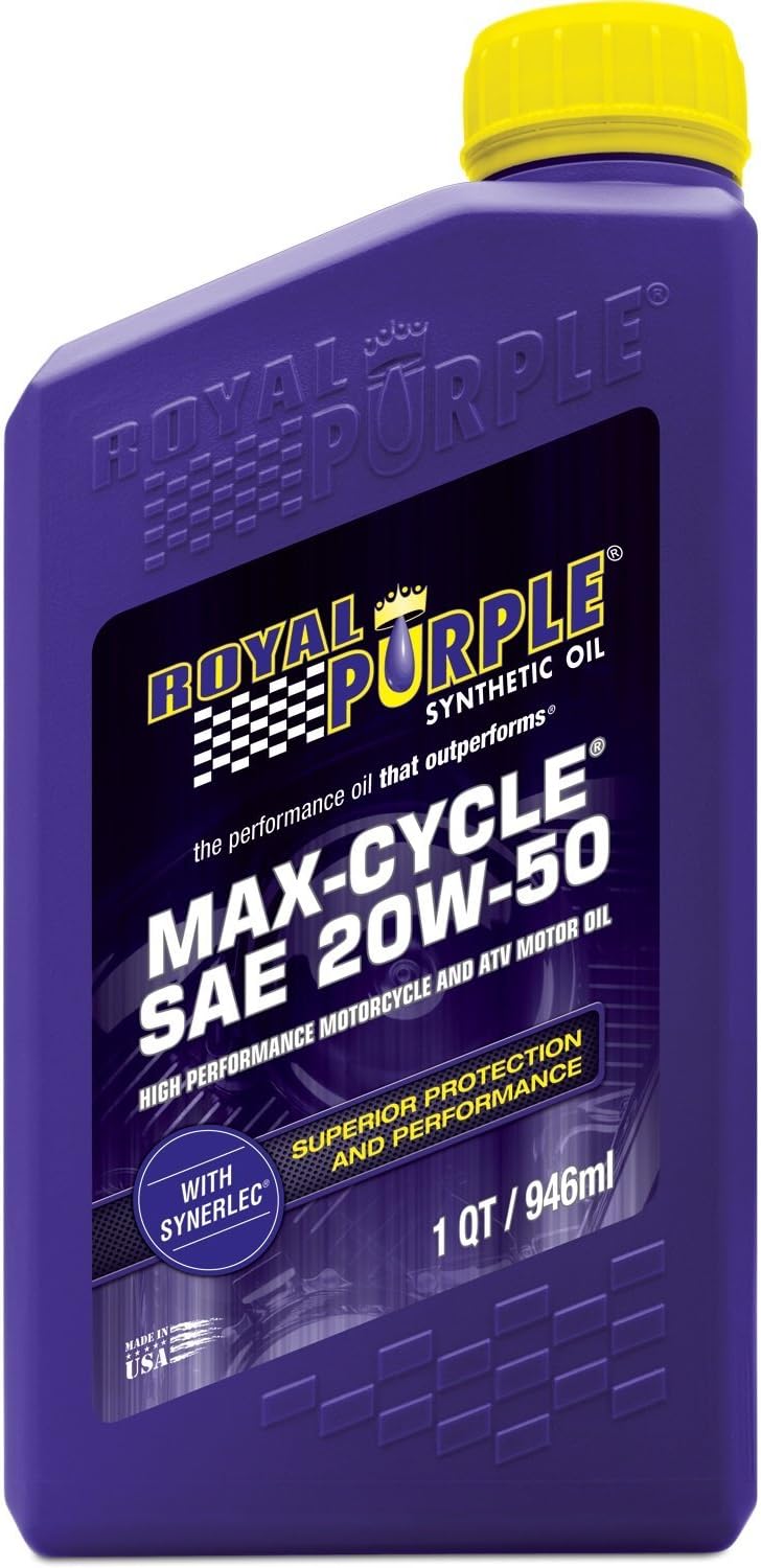 Royal Purple 01316 Max Cycle 20W-50 High Performance Synthetic Motorcycle Oil - 3 Quart PACK