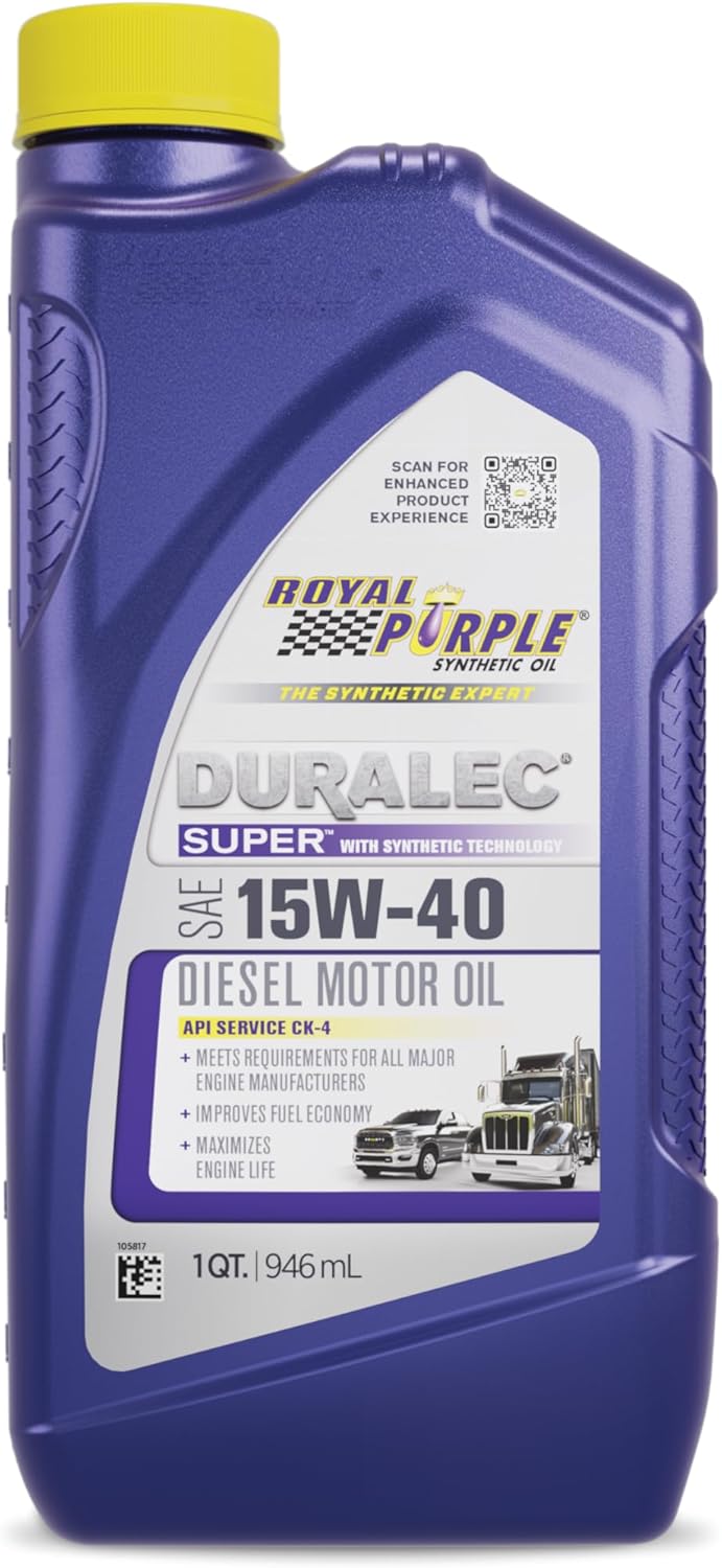 Royal Purple 01154 API-Licensed SAE 15W-40 High Performance Synthetic Motor Oil - 1 Quart Bottle