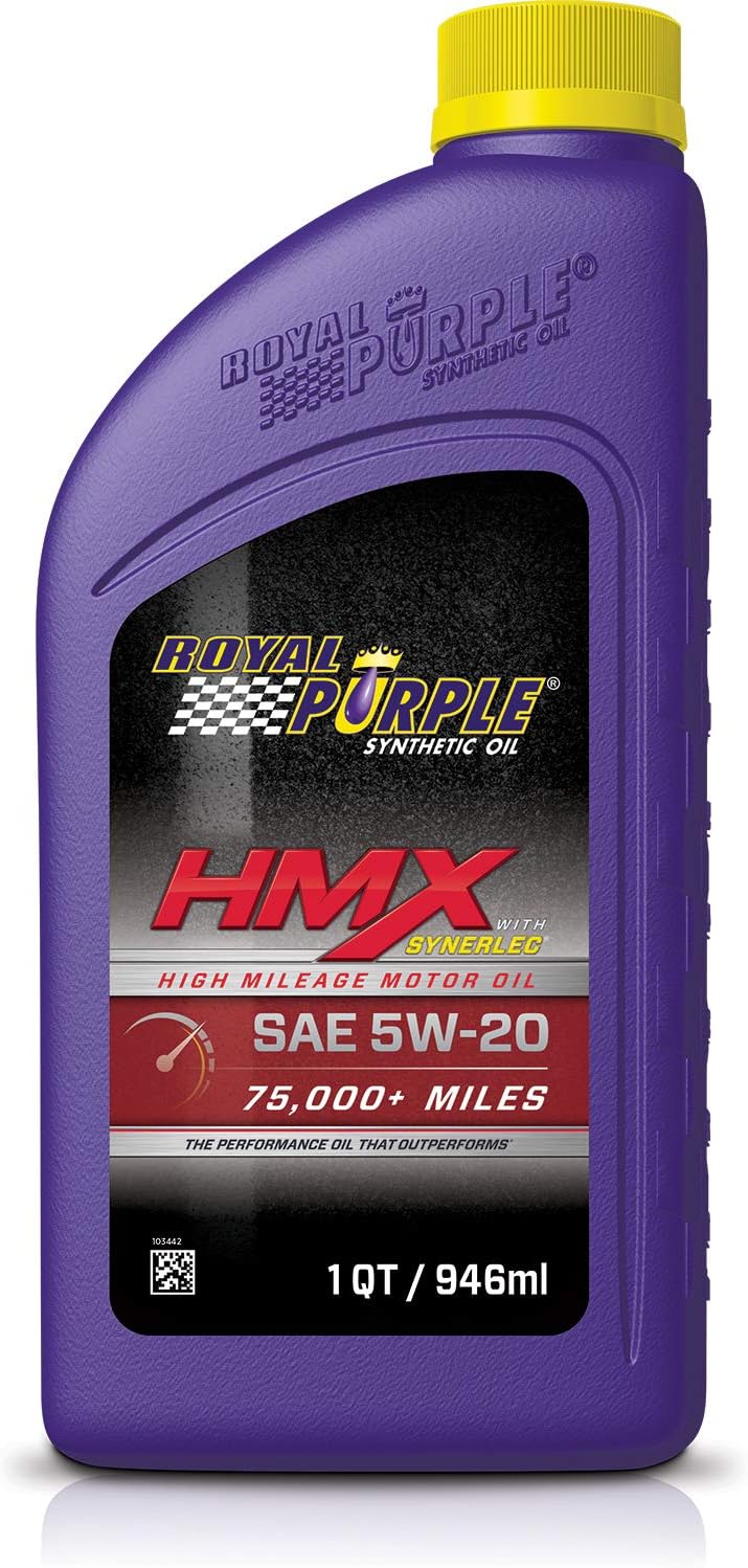Royal Purple HMX w/Synerlec | High Mileage SAE 5W-20 Premium Synthetic Motor Oil |1 Quart | SKU: 17511