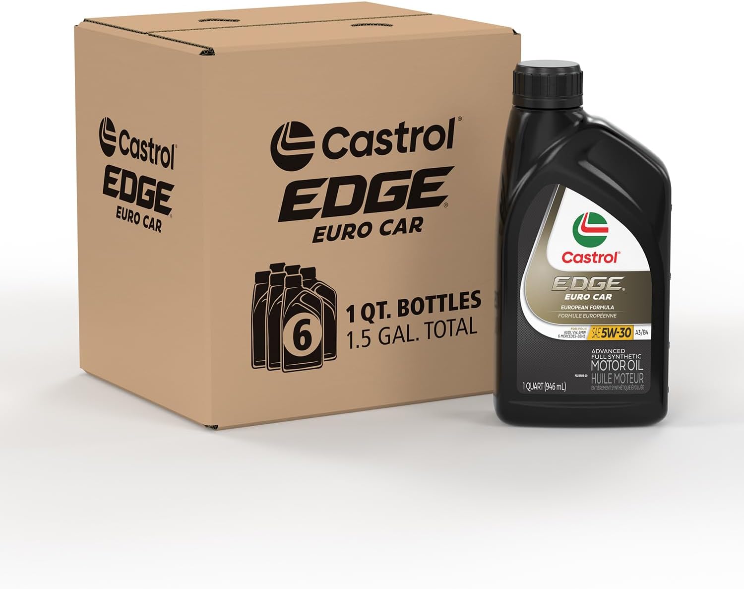 Castrol EDGE Euro 5W-30 A3/B4 European Advanced Full Synthetic Motor Oil, 1 Quart, Pack of 6 1 Quart Pack of 6