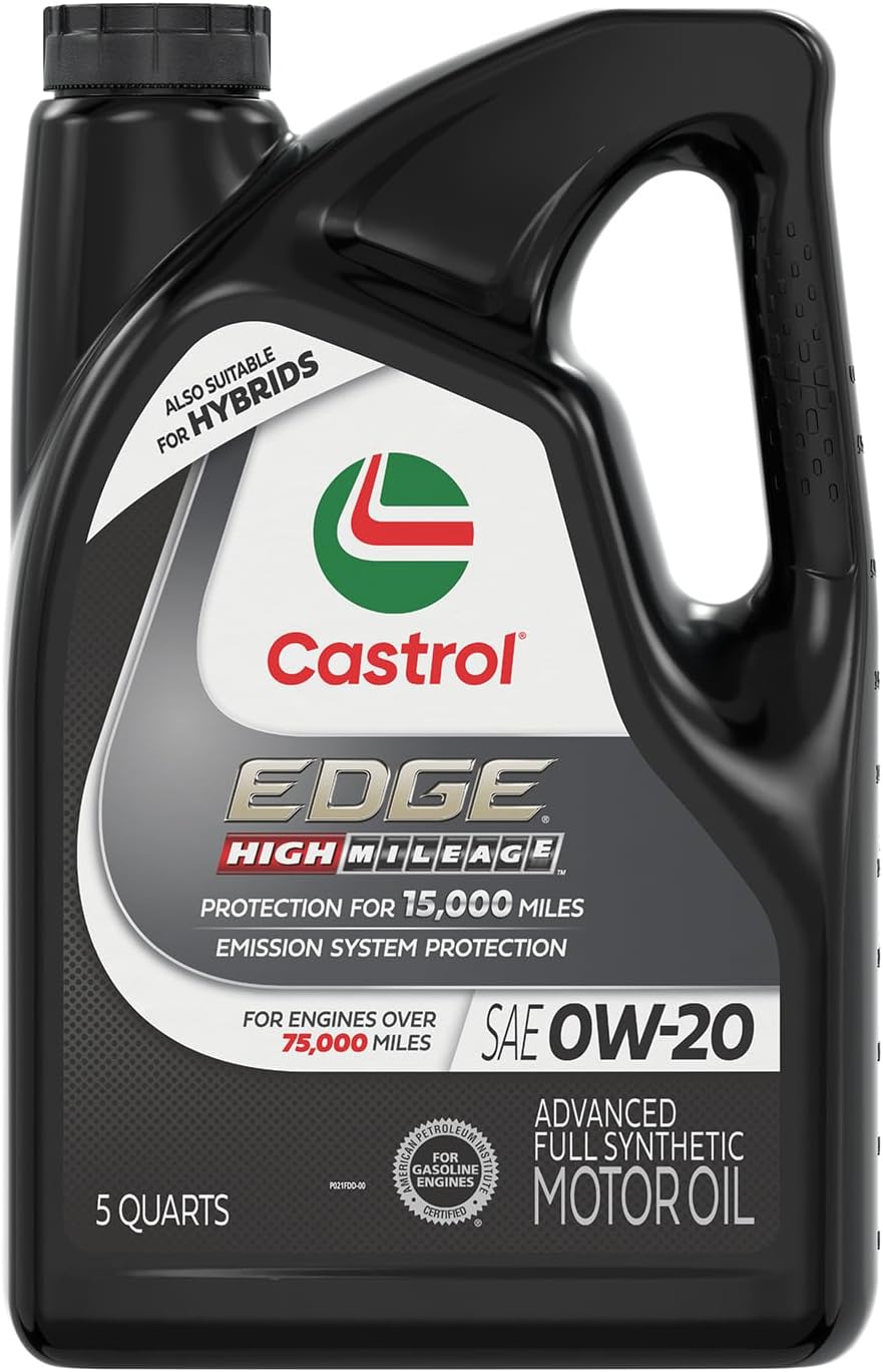 Castrol Edge High Mileage 0W-20 Advanced Full Synthetic Motor Oil, 5 Quart 5 Quarts