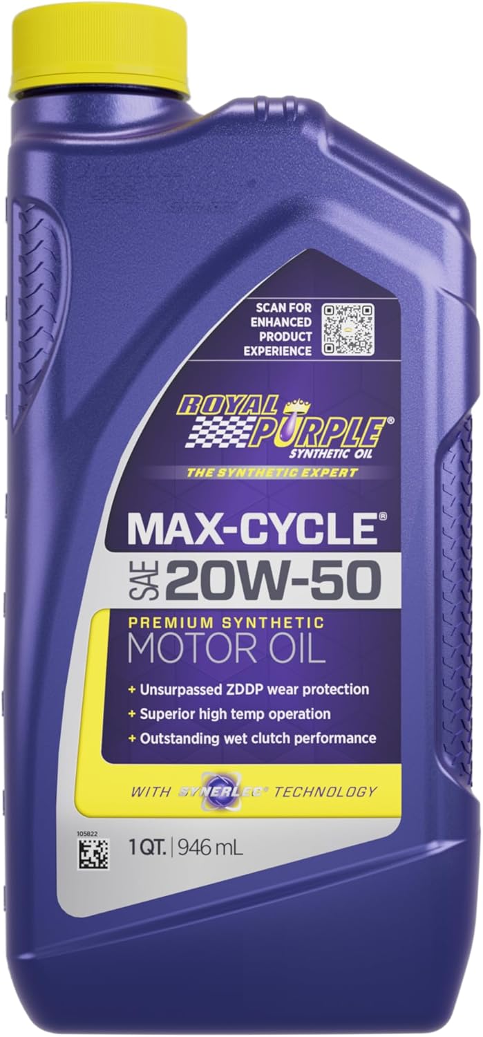 Royal Purple 01316 4 1-Quart Bottles of Max-Cycle Synthetic Motorcycle Oil 20W-50