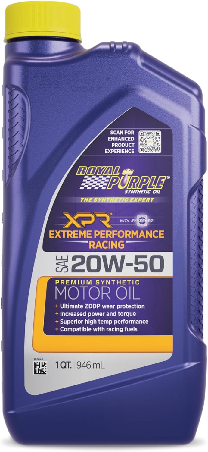 Royal Purple (06051-6PK XPR SAE 20W-50 Synthetic Racing Motor Oil - 1 Quart, (Case of 6) 1 Quart, Case of 6