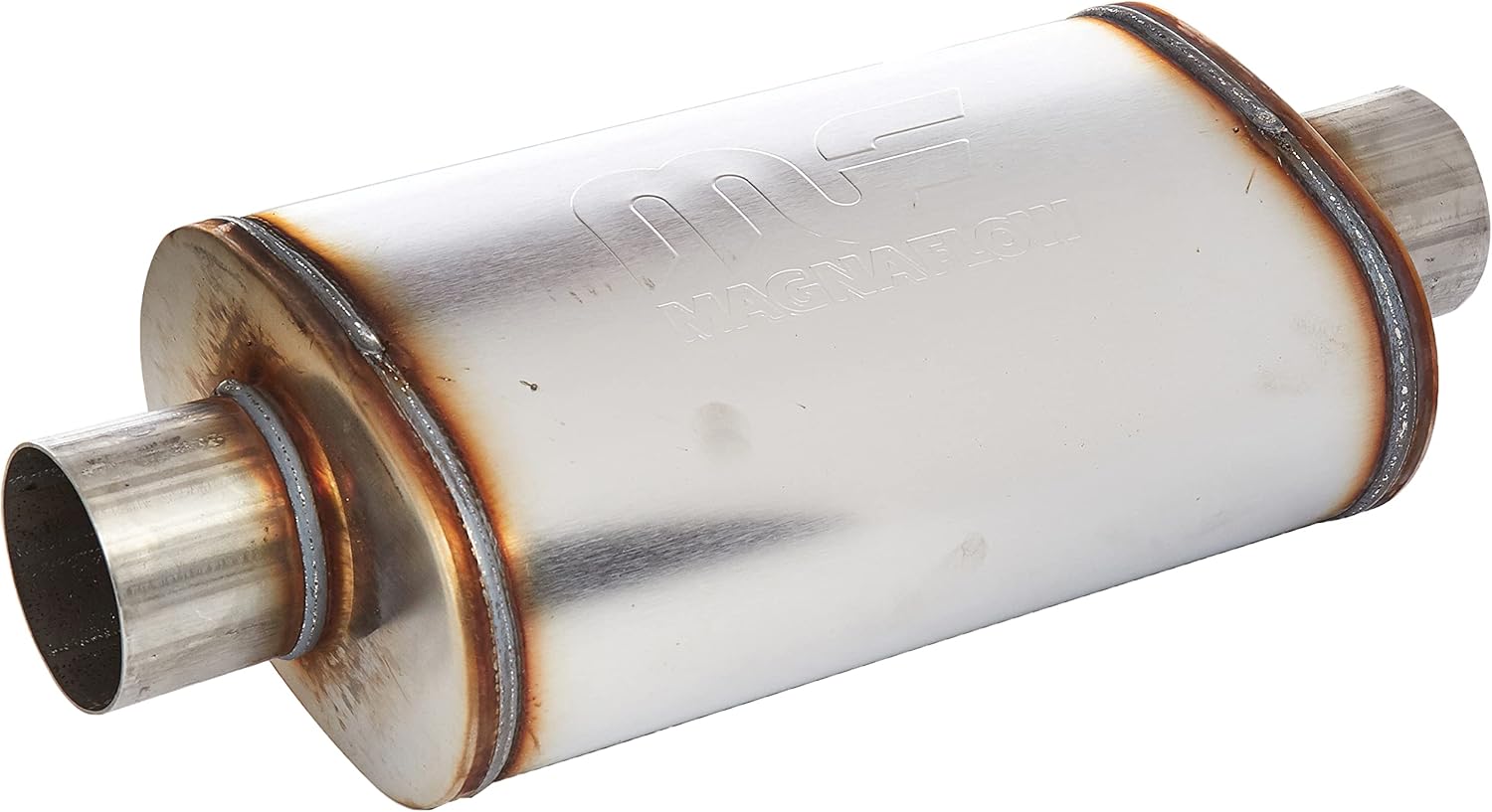 MagnaFlow Performance Exhaust Muffler 12219: 3"/3" Inlet/Outlet, 5x8x14" Oval, Stainless Steel, Satin Finish 3 in. Inlet/Outlet