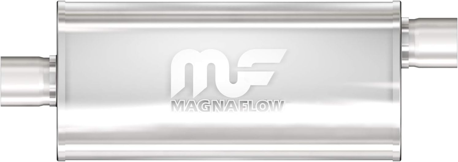 MagnaFlow Performance Exhaust Muffler 12259: 3"/3" Inlet/Outlet, 5x8x18" Oval, Stainless Steel, Satin Finish 3 in. Inlet/Outlet