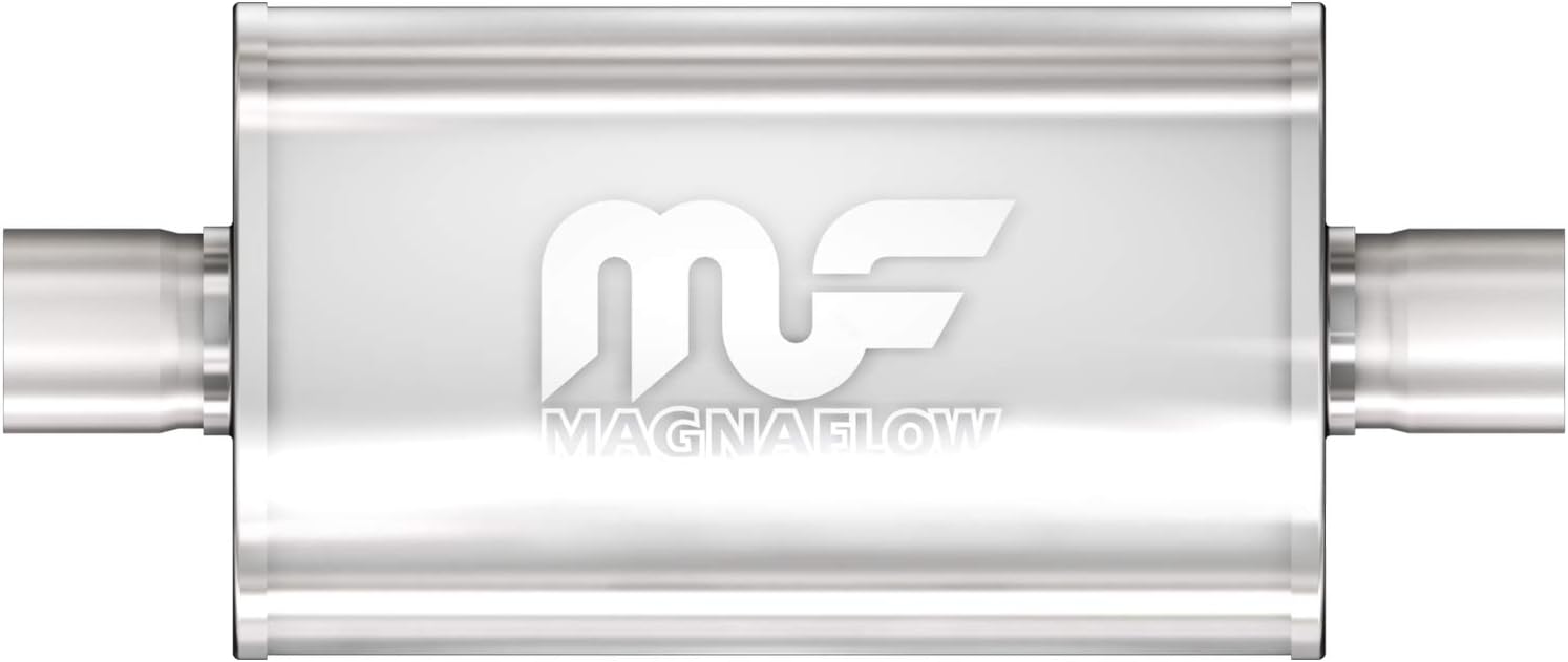MagnaFlow Performance Exhaust Muffler 12249: 3"/3" Inlet/Outlet, 5x8x18" Oval, Stainless Steel, Satin Finish 3 in. Inlet/Outlet